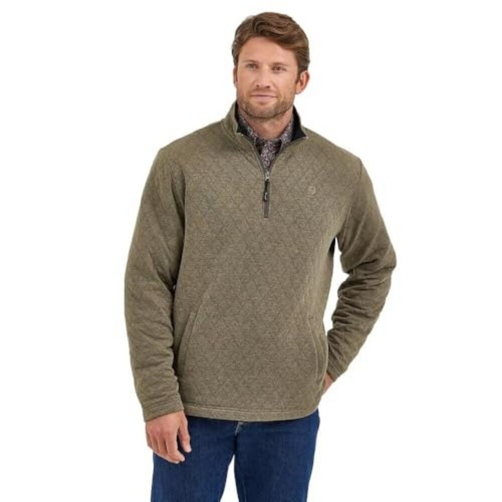 Wrangler George Strait Men's 2XL Quarter Zip Pullover Sweatshirt Olive